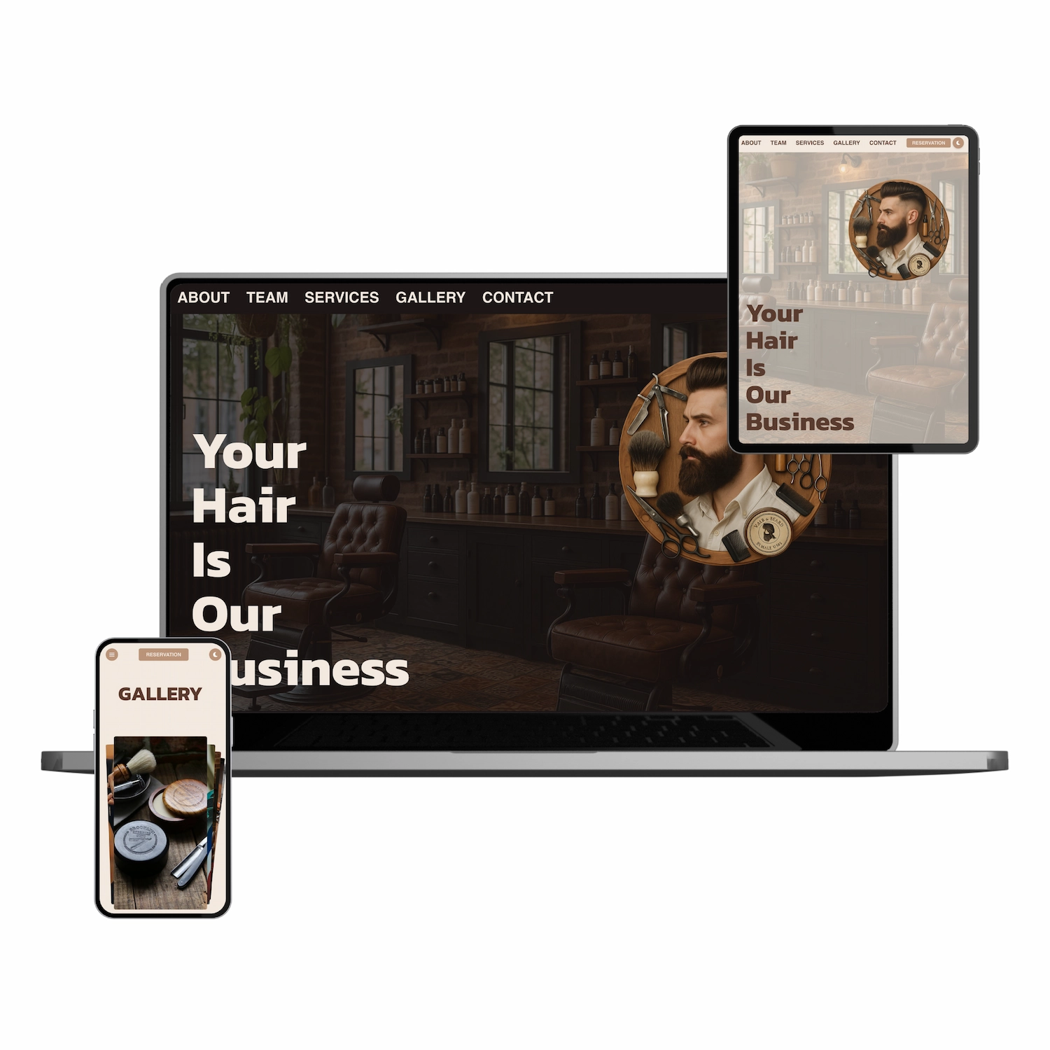 Hair salon website light theme